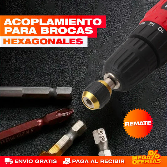 Acople Adaptador Hexagonal con Cambio Rápido para Brocas