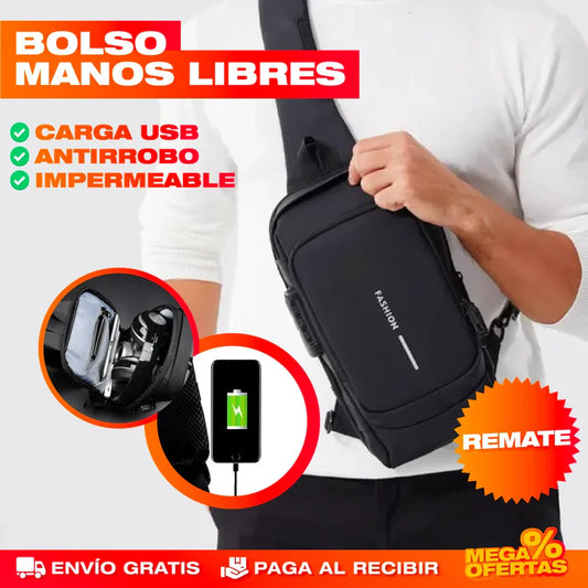 Bolso Manos Libres Antirrobo con Carga USB Impermeable