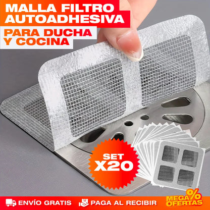 Malla Filtro Autoadhesiva para Ducha y Cocina – Set x20