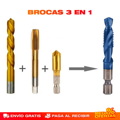Brocas de Titanio Profesionales 3 en 1 – Set 6 Piezas Promo 2x1