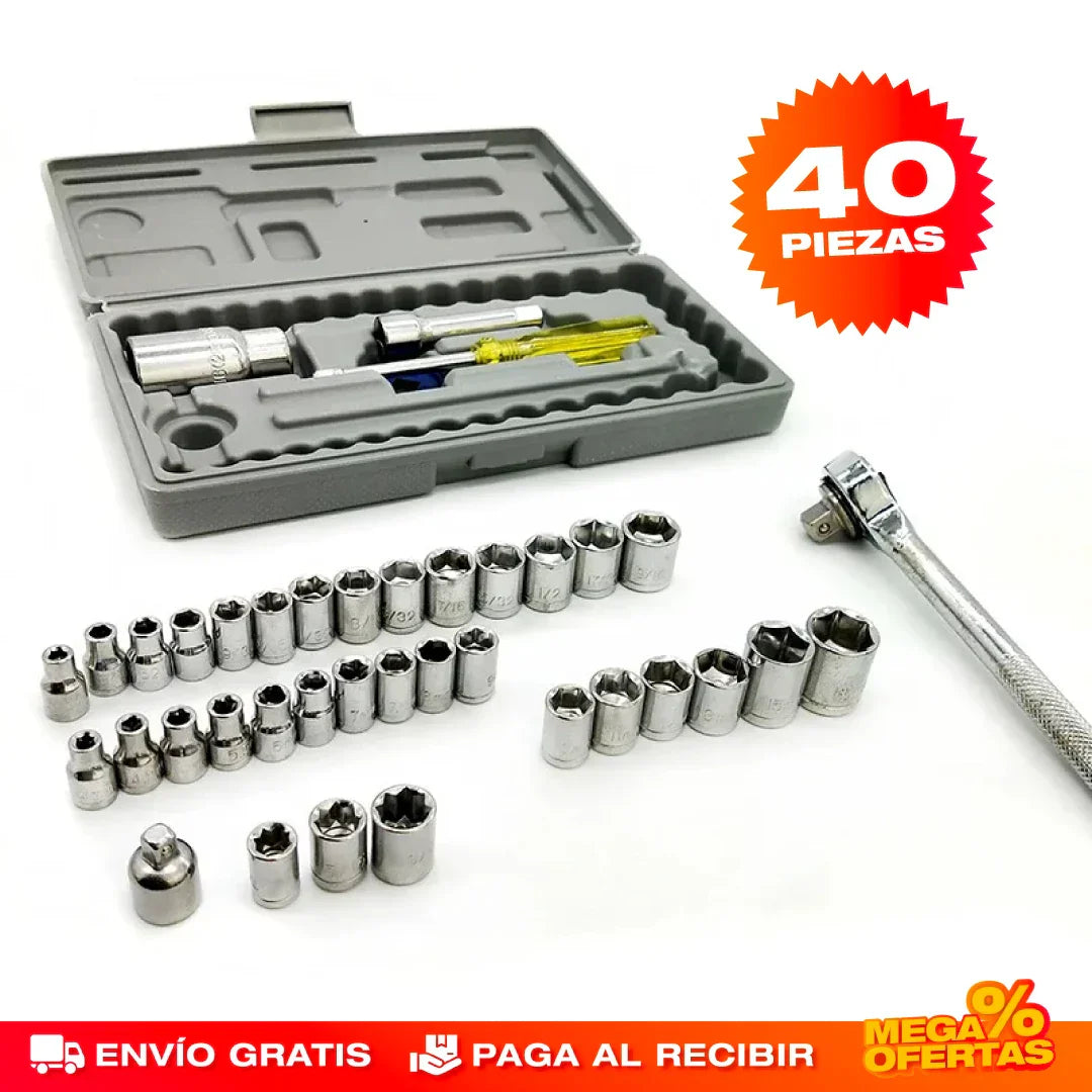 Set de Herramientas Llaves de Vaso y Copas – 40 Piezas