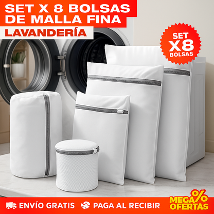 Bolsas de Malla Fina para Lavandería – Set x8