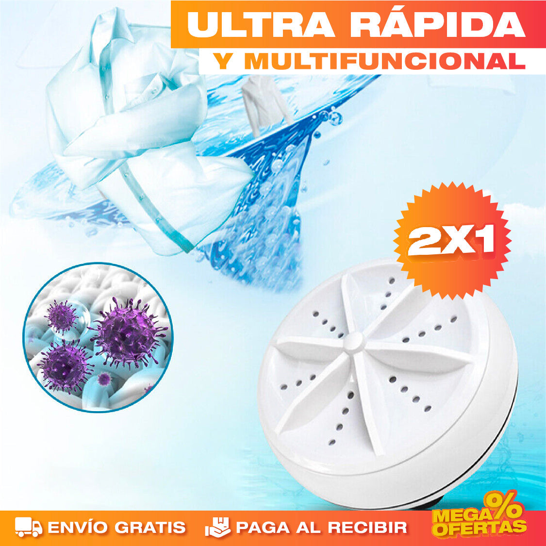 Mini Lavadora Portátil Ultra Rápida – Promo 2x1