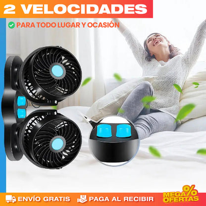 Ventilador de Doble Cabeza para Vehículo – Promo 2x1
